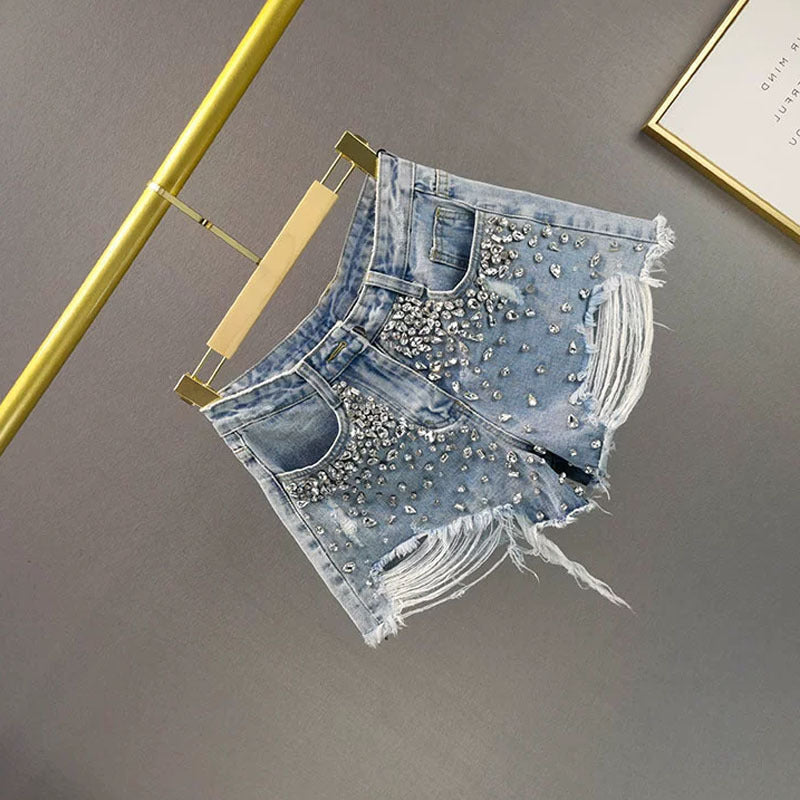Haus Rhinestone Denim Shorts