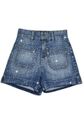 Femme Rhinestone Denim Short Medium Wash
