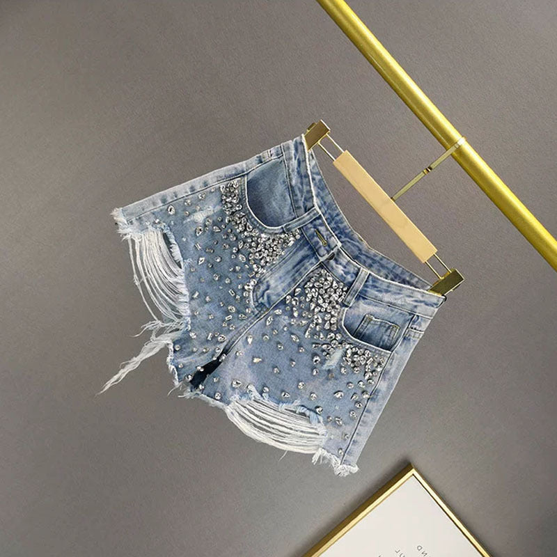 Haus Rhinestone Denim Shorts