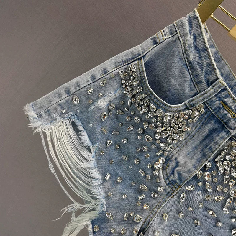 Haus Rhinestone Denim Shorts