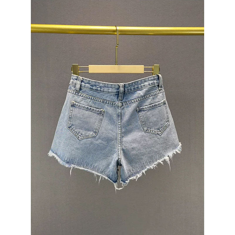 Haus Rhinestone Denim Shorts