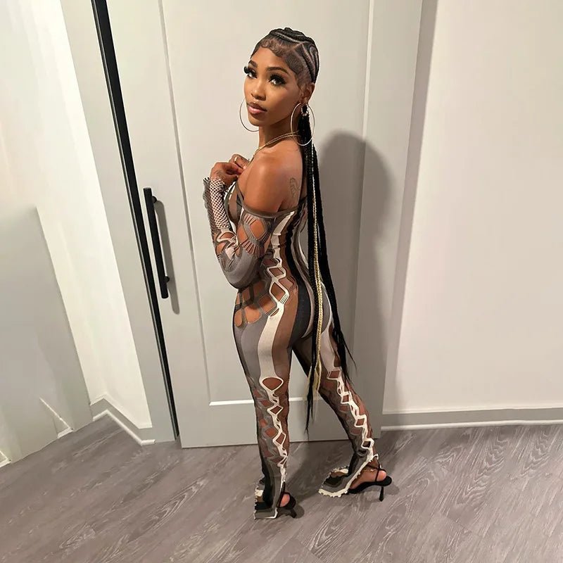 Formed Fitting: Cutout Striped Jumpsuits