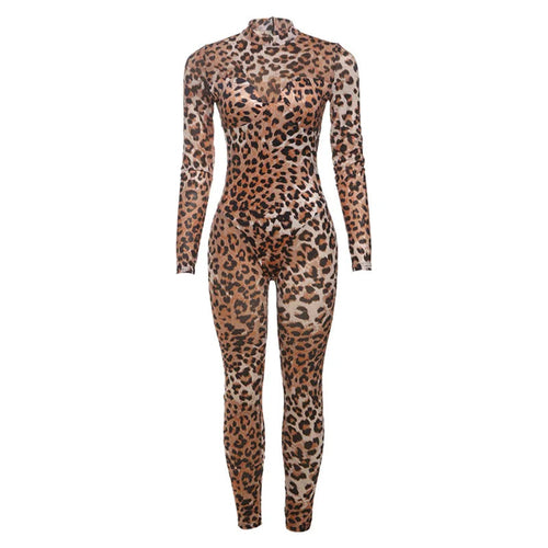 See Through Leopard Jumpsuit : With Skinny Stretch
