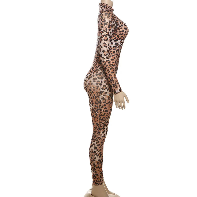 See Through Leopard Jumpsuit : With Skinny Stretch