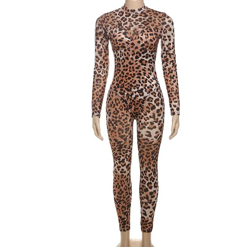 See Through Leopard Jumpsuit : With Skinny Stretch