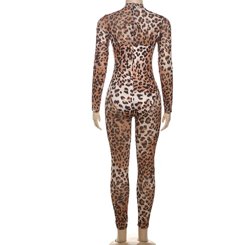 See Through Leopard Jumpsuit : With Skinny Stretch